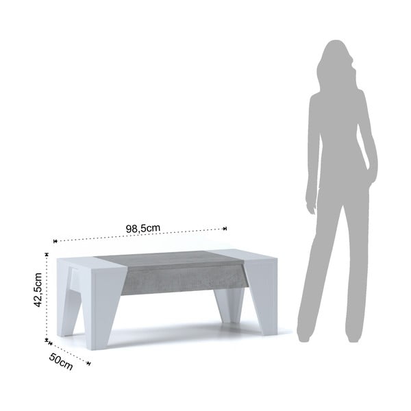 Šedo-bílý konferenční stolek s výklopnou deskou Tomasucci James-image-2