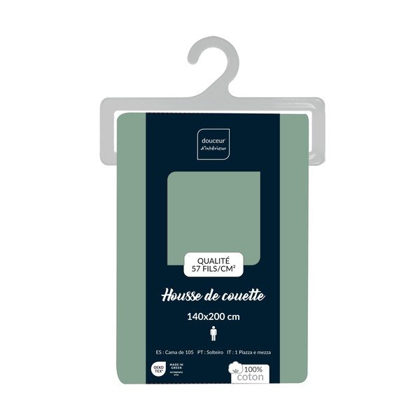 Zelený bavlněný povlak na peřinu na jednolůžko 140x200 cm Lina – douceur d'intérieur-image-2