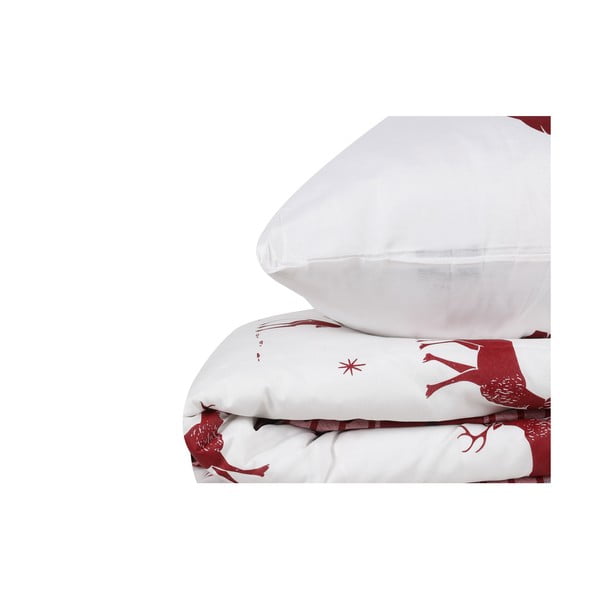 Povlečení s prostěradlem s příměsí bavlny na dvoulůžko Mijolnir Geyik Claret Red, 200 x 220 cm-image-4