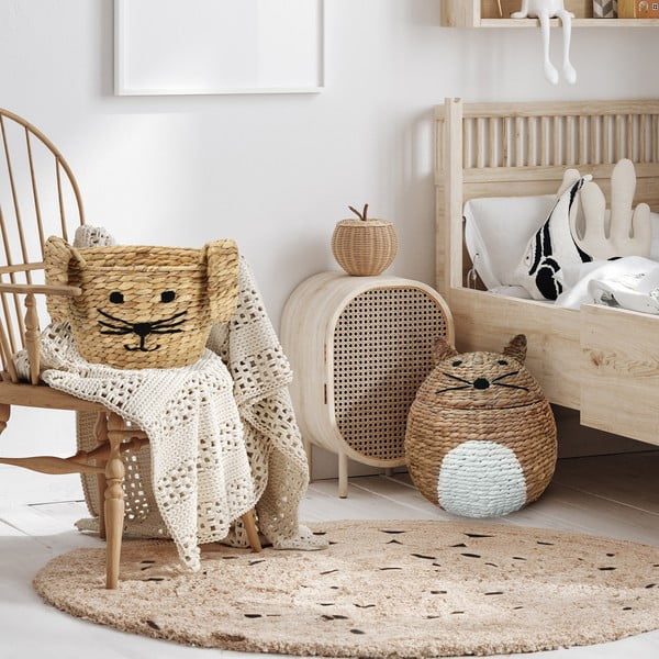 Dětský koš na hračky z vodního hyacintu v přírodní barvě ø 40x43 cm Cat – Compactor-image-1