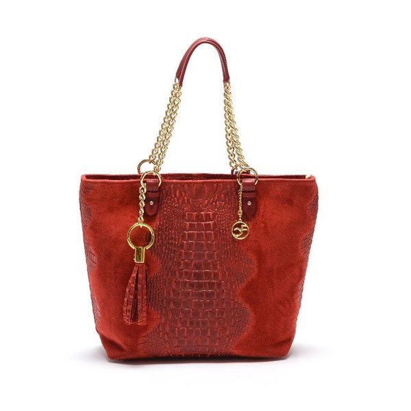 Kožená kabelka Carla Ferreri 863 Rosso