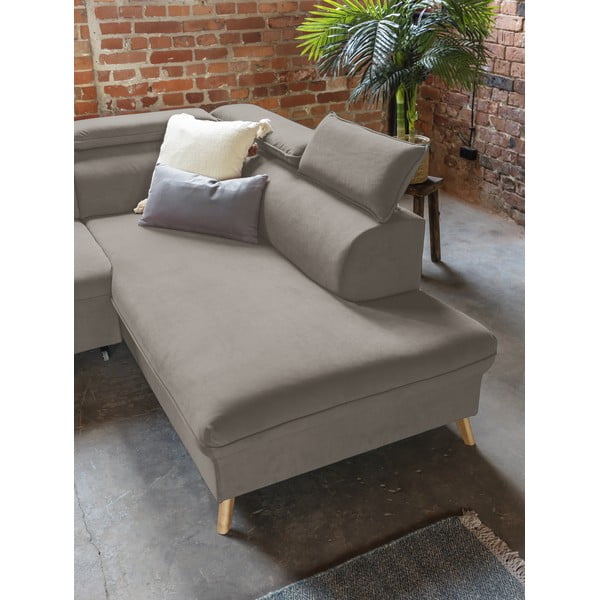 Světle hnědá sametová rozkládací rohová pohovka do "U" (levý roh) Sweet Harmony – Miuform-image-4