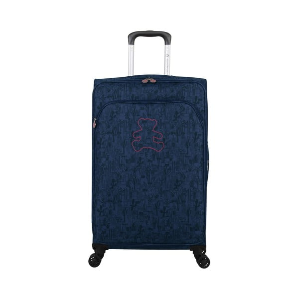 Modré zavazadlo na 4 kolečkách Lulucastagnette Teddy Bear, 71 l