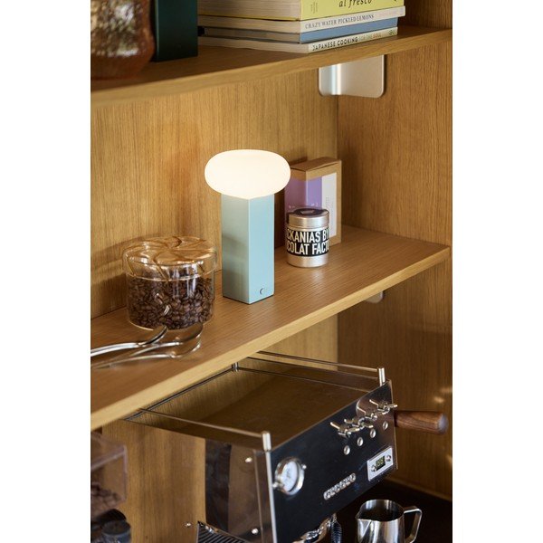 Modrá kovová LED stmívatelná stolní lampa se skleněným stínidlem (výška 20 cm) Low – Hübsch-image-1