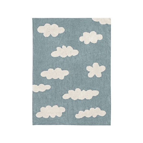 Modrý pratelný ručně tkaný bavlněný dětský koberec 120x160 cm Clouds Vintage Blue – Lorena Canals