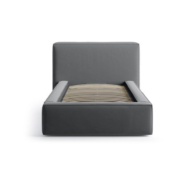 Šedá čalouněná jednolůžková postel s úložným prostorem s roštem 90x200 cm Jodie – Micadoni -image-3