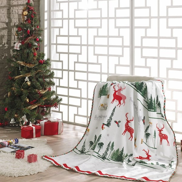 Vánoční deka Geik White, 100 x 150 cm