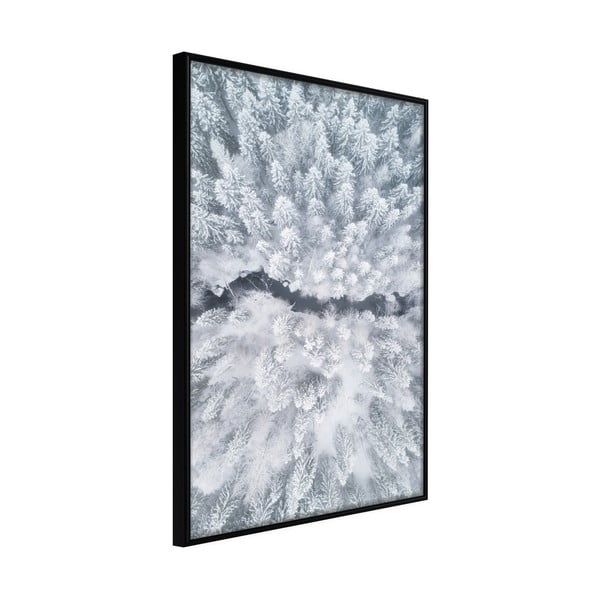 Plakát v rámu Artgeist Winter Forest From a Bird's Eye View, 20 x 30 cm