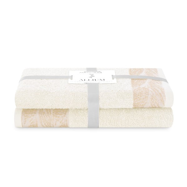 Krémové froté bavlněné ručníky a osušky v sadě 2 ks Allium – AmeliaHome