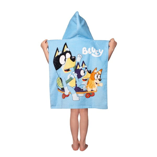 Modré bavlněné dětské pončo velikost 3-8 let Bluey Skate – Jerry Fabrics-image-2
