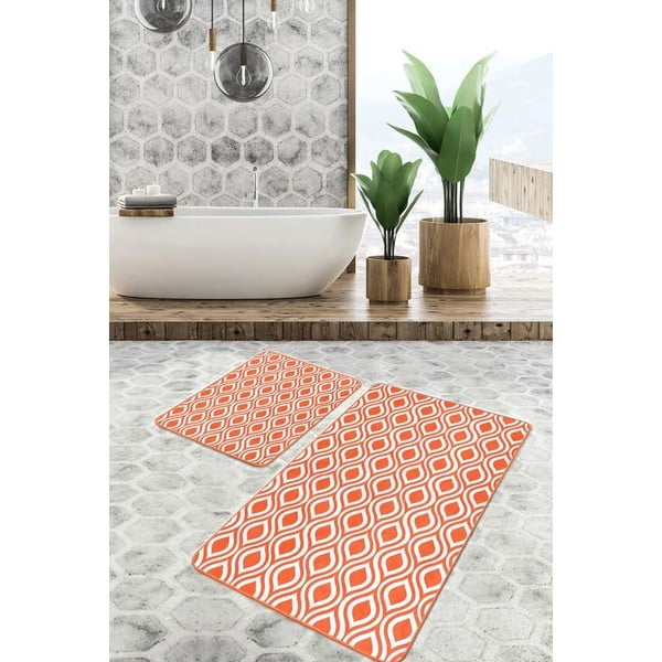 Oranžové sametové koupelnové předložky v sadě 2 ks 60x100 cm – Mila Home-image-4