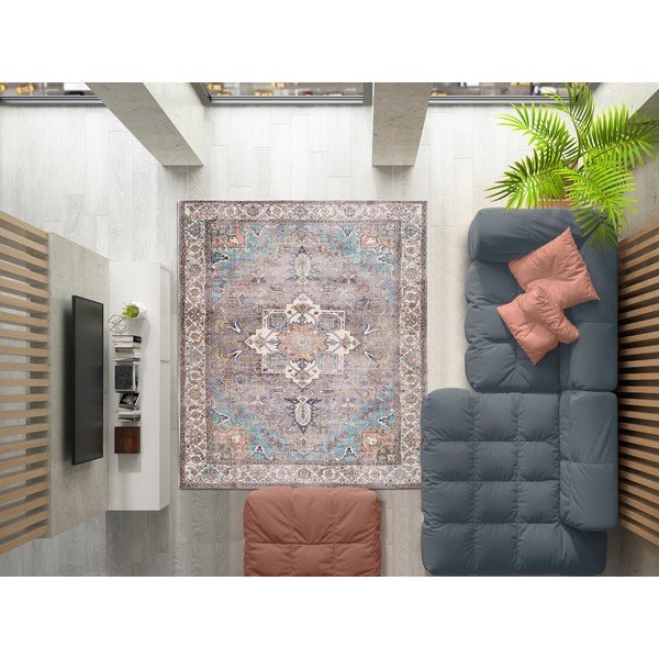 Modro-hnědý koberec s podílem bavlny Universal Haria, 200 x 290 cm-image-1