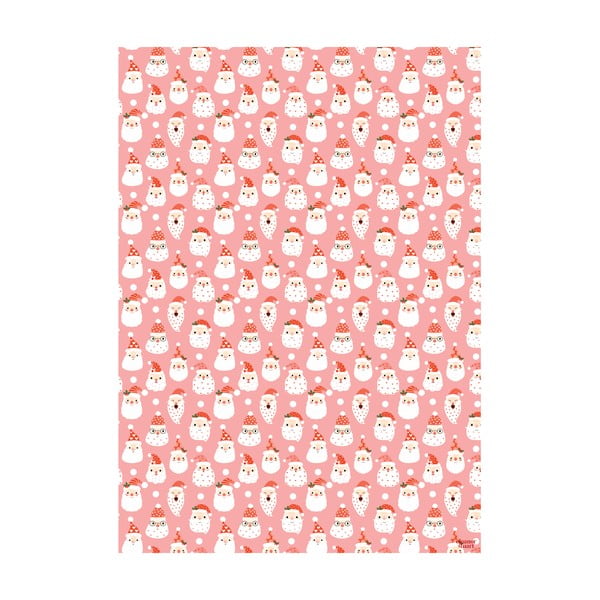 5 archů růžovo-bílého balícího papíru eleanor stuart Santas, 50 x 70 cm-image-1