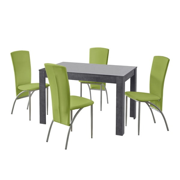 Set jídelního stolu a 4 zelených jídelních židlí Støraa Lori Nevada Slate Green