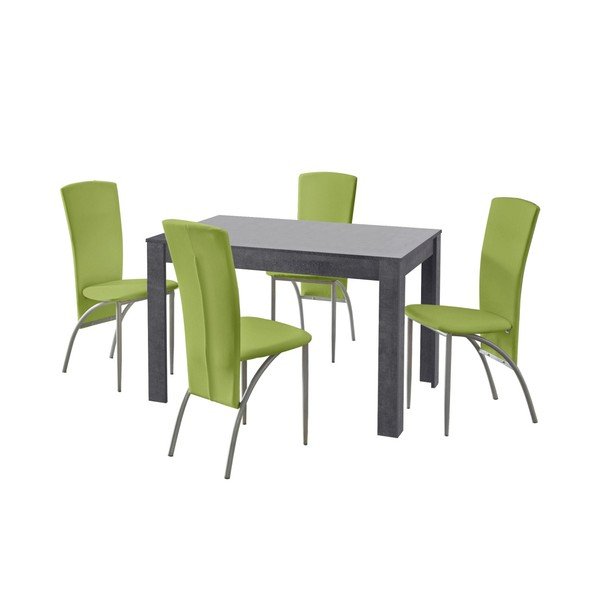 Set jídelního stolu a 4 zelených jídelních židlí Støraa Lori Nevada Slate Green