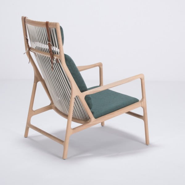 Křeslo s konstrukcí z dubového dřeva se zeleným textilním sedákem Gazzda Dedo-image-2