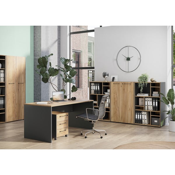 Skříňka v dekoru dubu v antracitovo-přírodní barvě 42x54x49 cm Podium – Germania-image-1