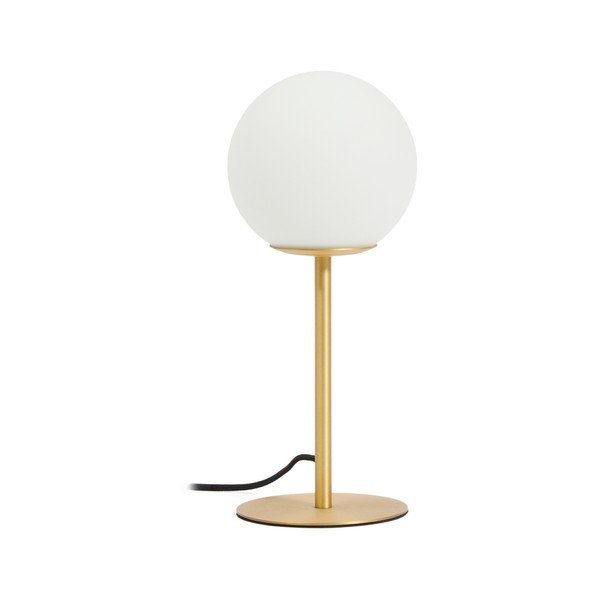 Bílá/ve zlaté barvě stolní lampa se skleněným stínidlem (výška 35 cm) Brisia – Kave Home