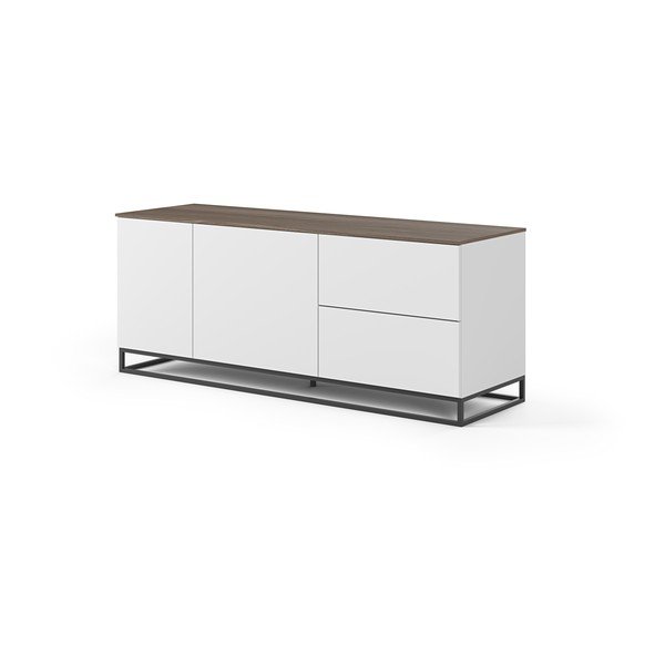 Bílá komoda s deskou v dekoru ořechu a černými nohami TemaHome Join-image-3
