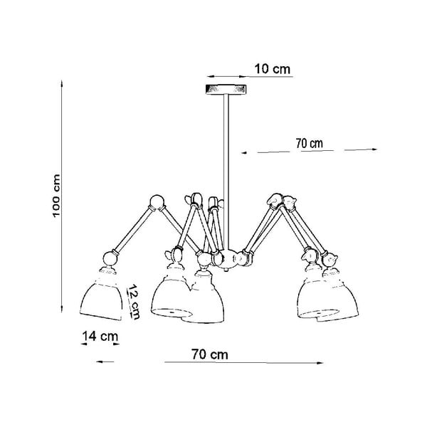 Černé závěsné svítidlo s kovovým stínidlem 70x70 cm Matilda Shade - Sollux-image-3