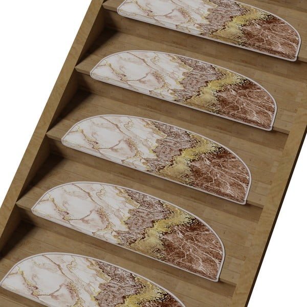 Nášlapy na schody ve světle hnědo-krémové barvě v sadě 16 ks 20x65 cm Golden Marble – Vitaus-image-1