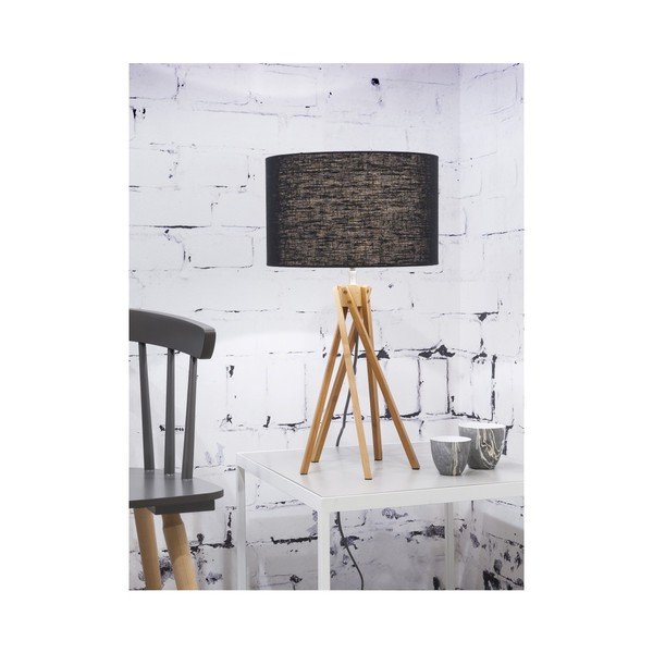 Stolní lampa s černým stínidlem a konstrukcí z bambusu Good&Mojo Kilimanjaro-image-1