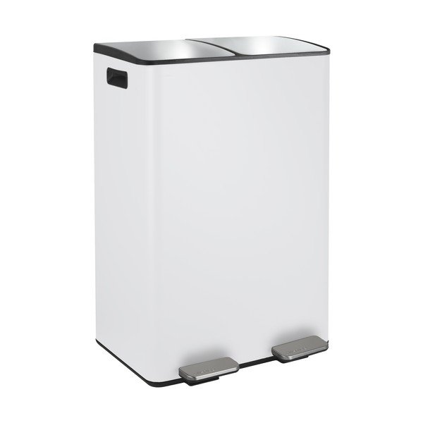 Matně bílý ocelový odpadkový koš 2x30 l na tříděný odpad/nášlapný   Aliya – Spirella