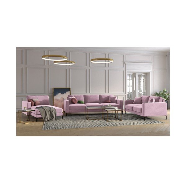 Růžová sametová lenoška Kooko Home Harmony, levý roh-image-4