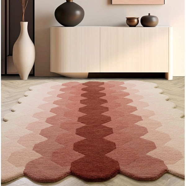 Růžový vlněný koberec 120x170 cm Hive – Asiatic Carpets-image-1
