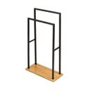 Černý stojan na ručníky s bambusovým podstavcem Wenko