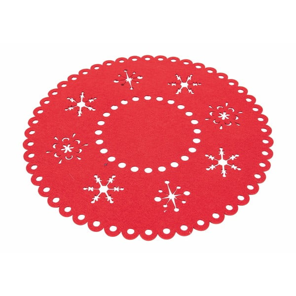 Sada 6 červených plstěných vánočních prostírání Villa d'Este Ornaments, ø 38 cm