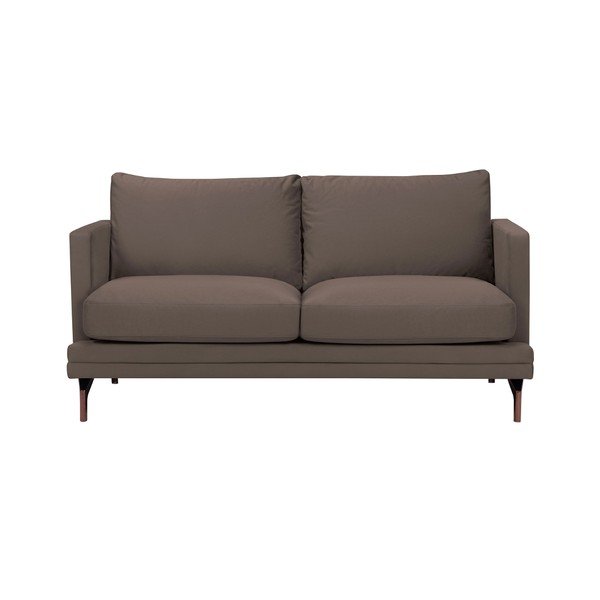 Hnědá dvoumístná pohovka s podnožím ve zlaté barvě Windsor & Co Sofas Jupiter