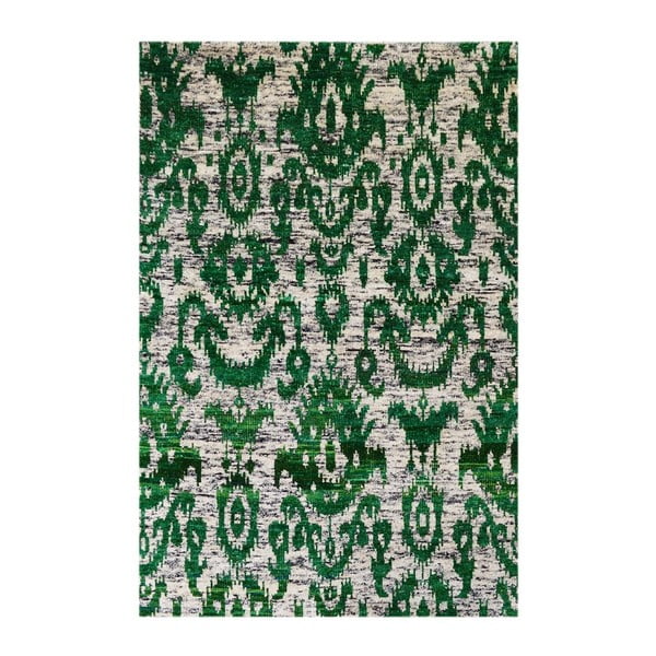 Zelený ručně tkaný koberec Ikat, 120x180 cm