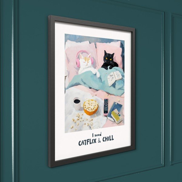 Tištěný obraz s rámem 30x40 cm Catflix – Styler-image-4