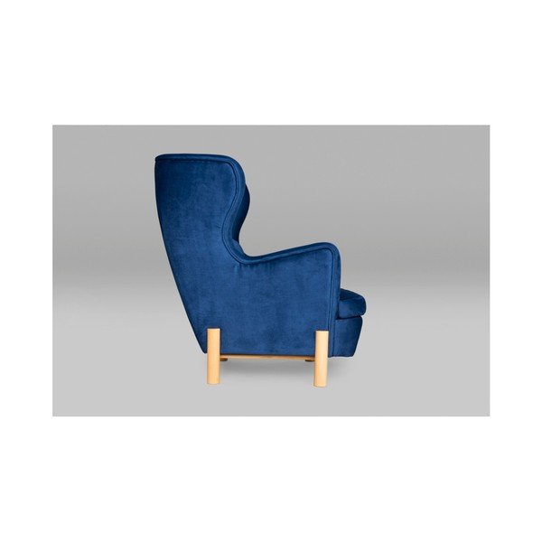 Tmavě modré křeslo ušák SKANDICA Ingrid Navy Blue-image-1