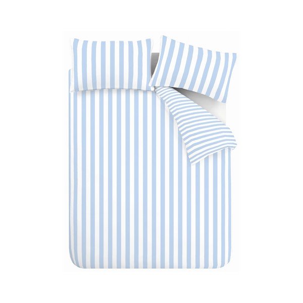 Bílé/modré povlečení na jednolůžko 135x200 cm Stripe Tease – Sassy B