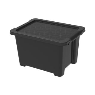 Leskle černý plastový úložný box s víkem Evo Easy - Rotho