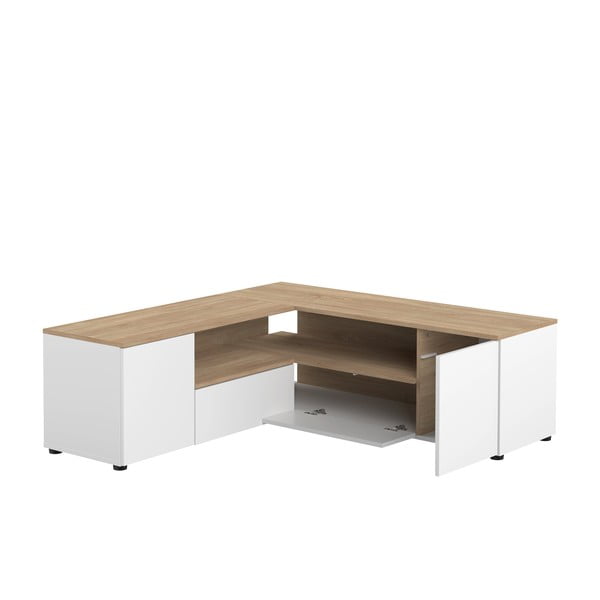TV stolek v dekoru dubu v bílo-přírodní barvě 130x46 cm Angle – TemaHome-image-4
