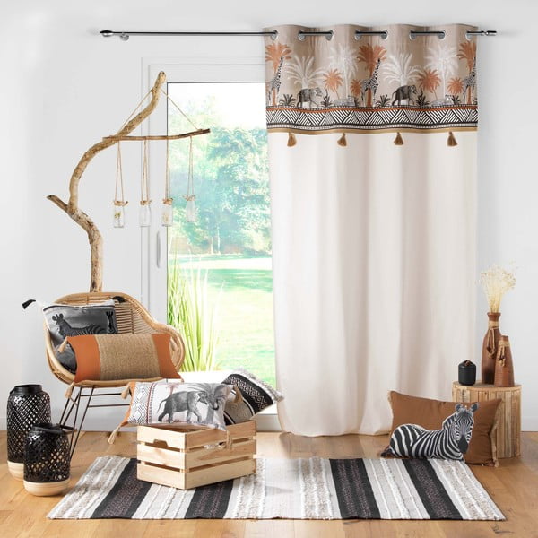 Hnědý/v přírodní barvě bavlněný závěs 140x240 cm Kenya Lodge – douceur d'intérieur-image-2