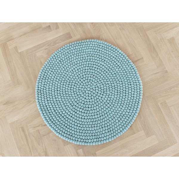 Pastelově modrý kuličkový vlněný koberec Wooldot Ball Rugs, ⌀ 120 cm-image-1