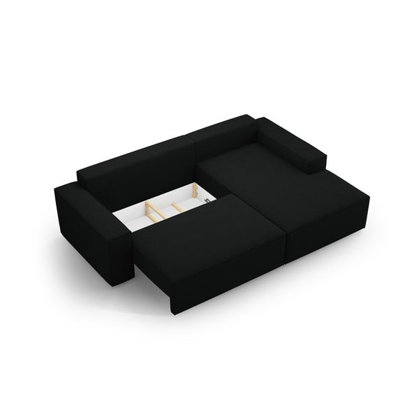 Černá rozkládací rohová pohovka z textilie bouclé (pravý roh) Jodie – Micadoni Home-image-4