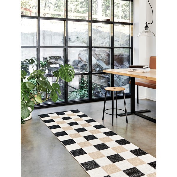 Černo-krémový vnitřní a venkovní běhoun 70x300 cm Pix Black Vanilla – Pappelina-image-1