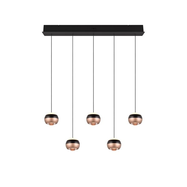LED závěsné svítidlo s kovovým stínidlem v černo-měděné barvě Orbit – Trio Select
