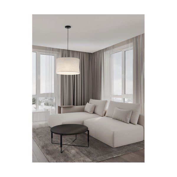 Bílé lněné závěsné svítidlo ø 50 cm Linnet – Nova Luce-image-1