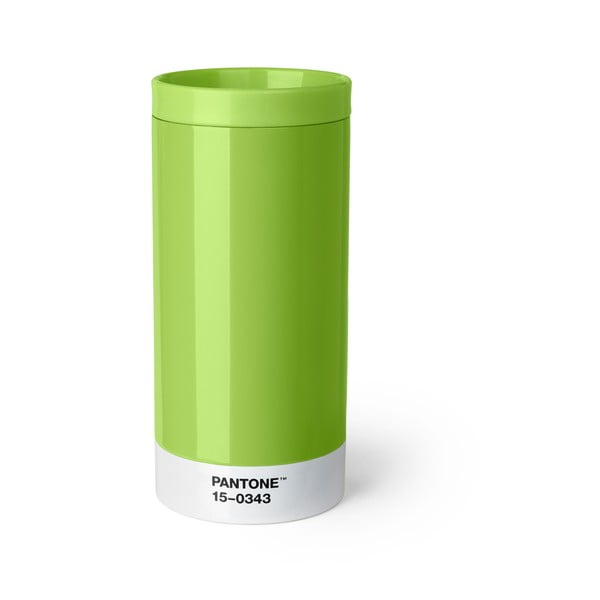 Zelený cestovní hrnek z nerezové oceli Pantone, 430 ml