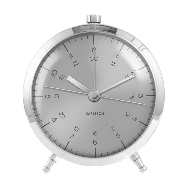 Budík ve stříbrné barvě Karlsson Button Steel