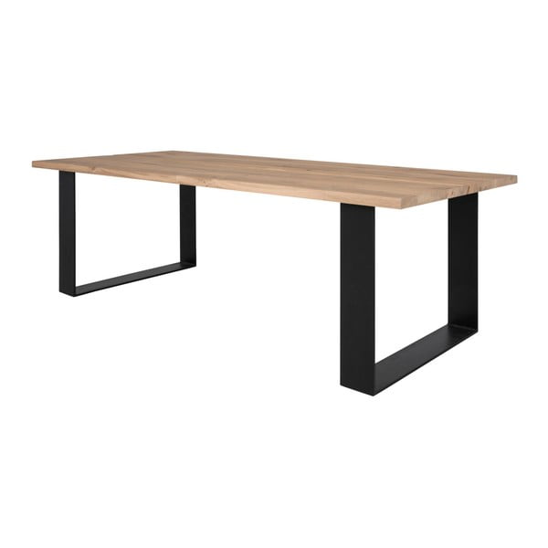 Světlý dřevěný jídelní stůl s černým podnožím Canett Gamma