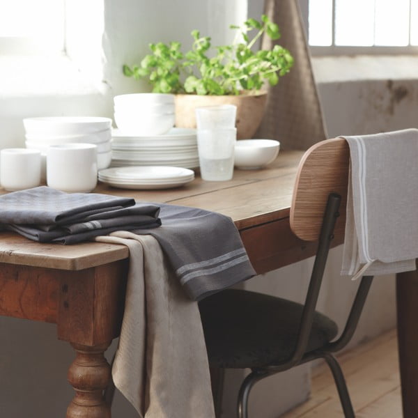 Antracitový ubrus Walra Streifen, 145x250 cm-image-1