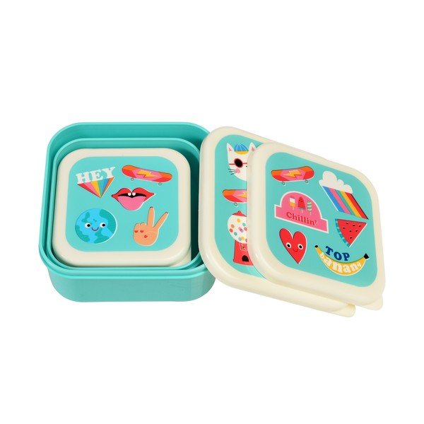 Tyrkysové dětské svačinové boxy v sadě 3 ks Top Banana – Rex London-image-3