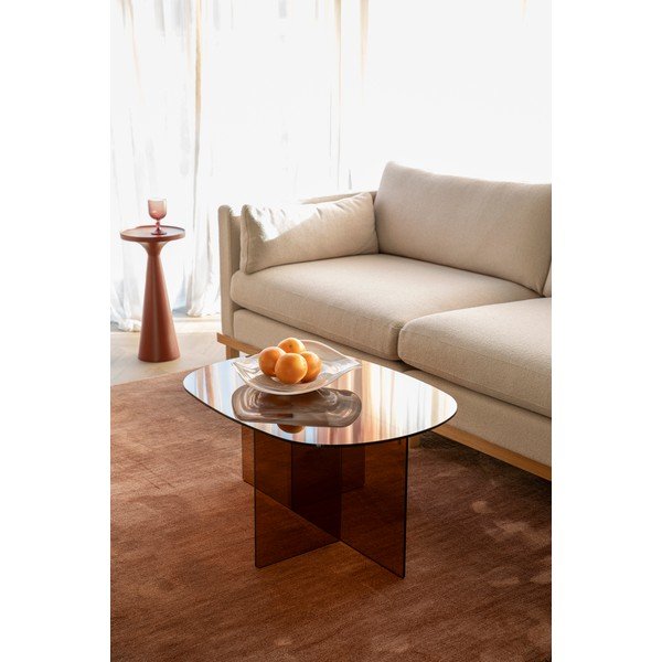 Hnědý skleněný konferenční stolek 60x80 cm Linea – Zuiver-image-1
